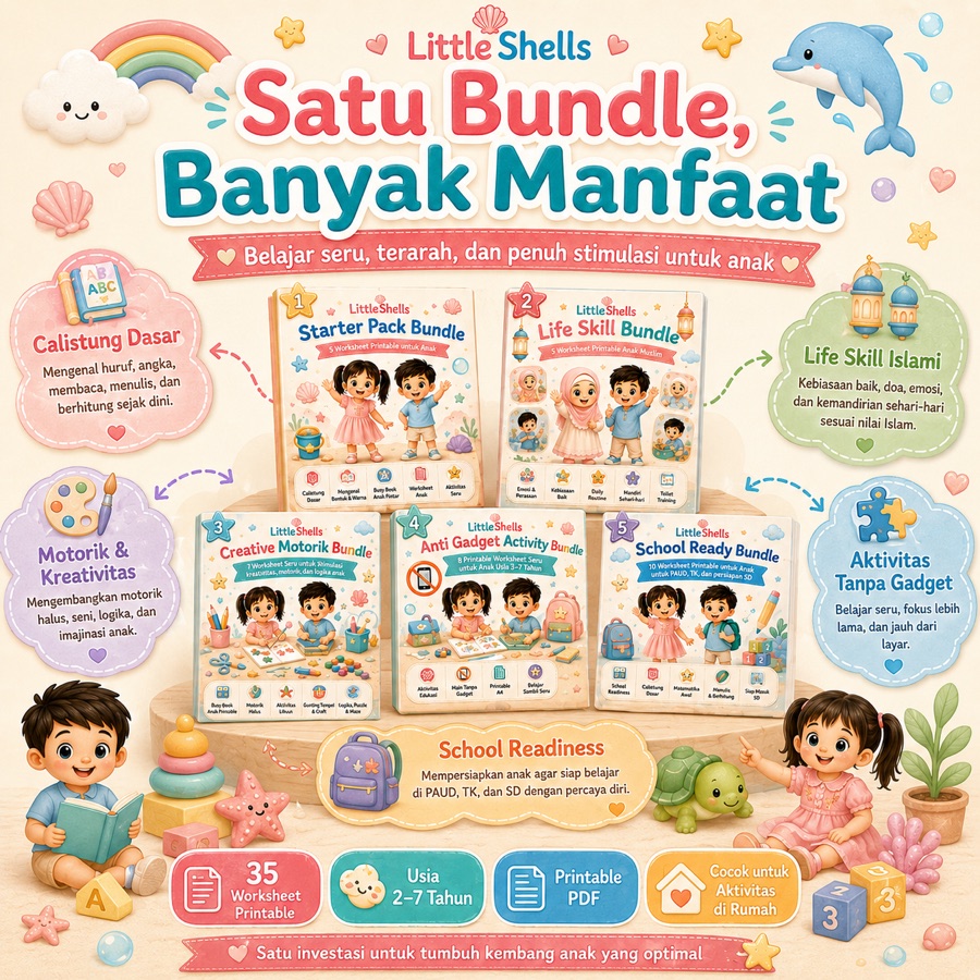 Manfaat lengkap Mega Bundle untuk calistung, life skill, motorik, aktivitas tanpa gadget, dan kesiapan sekolah