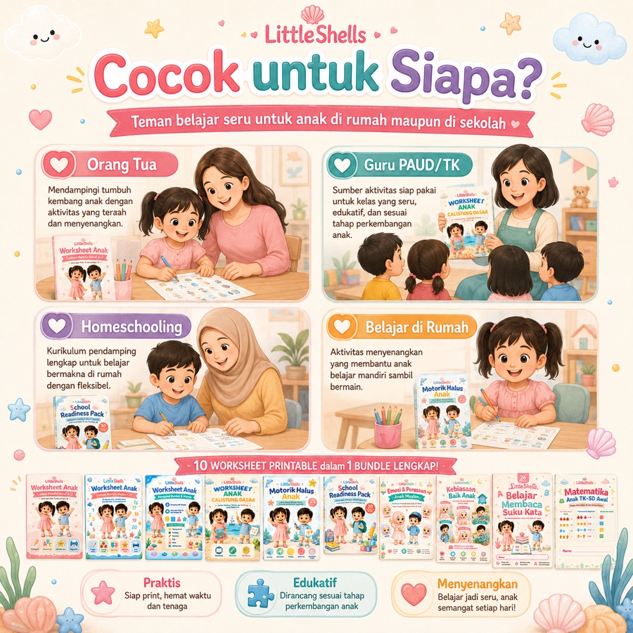 School Ready Bundle untuk orang tua, guru PAUD dan TK, homeschooling, serta belajar di rumah